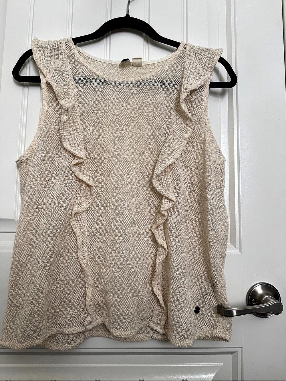 Roxy Ruffled Lace Tank Top in Cream